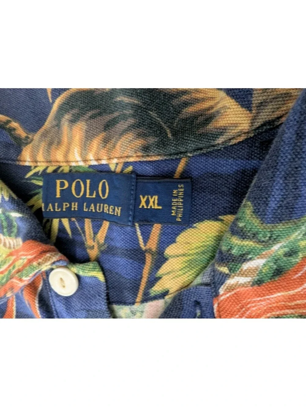 Vtg Polo Ralph Lauren Dragon Tiger Eagle Polo Shirt All Over Print Mens 2XL XXL